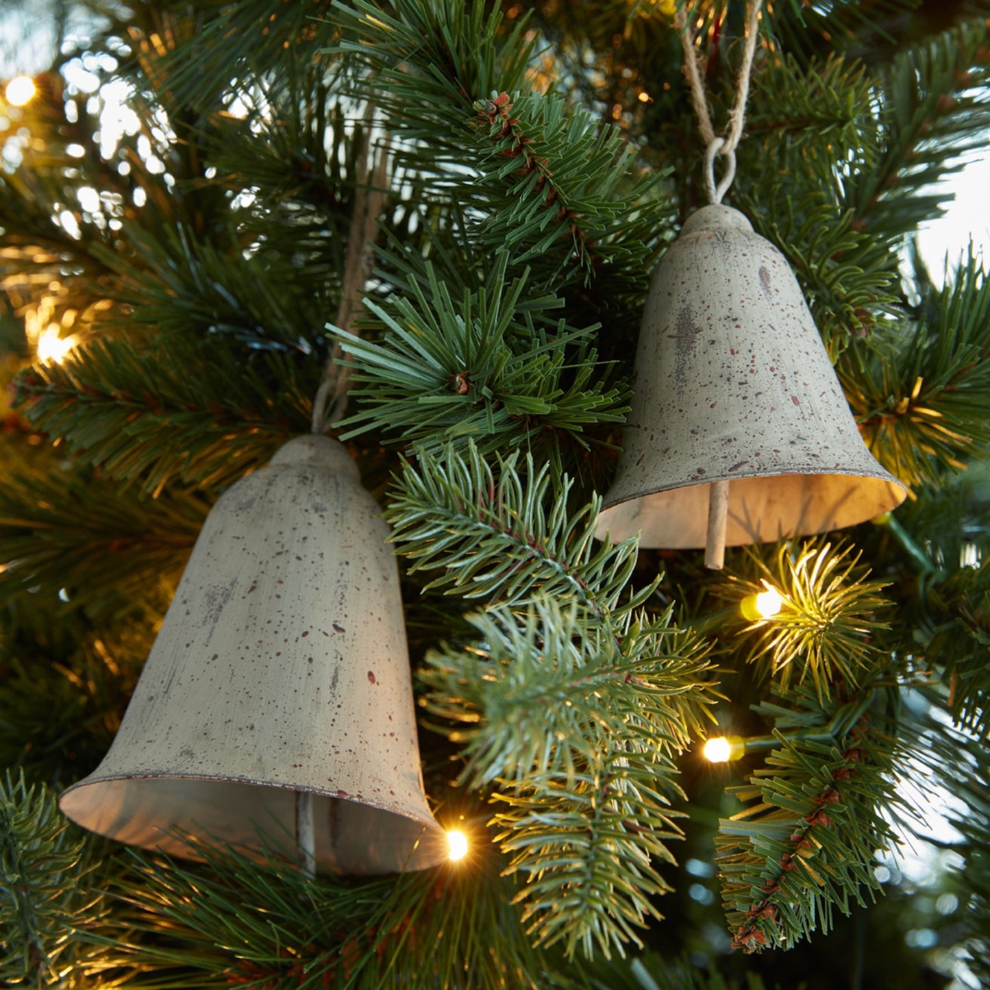 Large Rustic Metal Hanging Bell - Christmas Baubles from the Quanta Home collection.