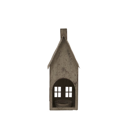 Tall Rustic Metal House Tealight With Glass Votive - Christmas Candles & Candle Accessories from the Quanta Home collection.