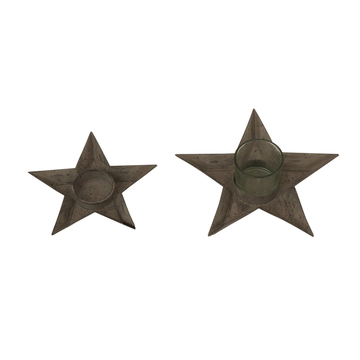 Rustic Metal Star Tealight With Glass Votive - Christmas Candles & Candle Accessories from the Quanta Home collection.