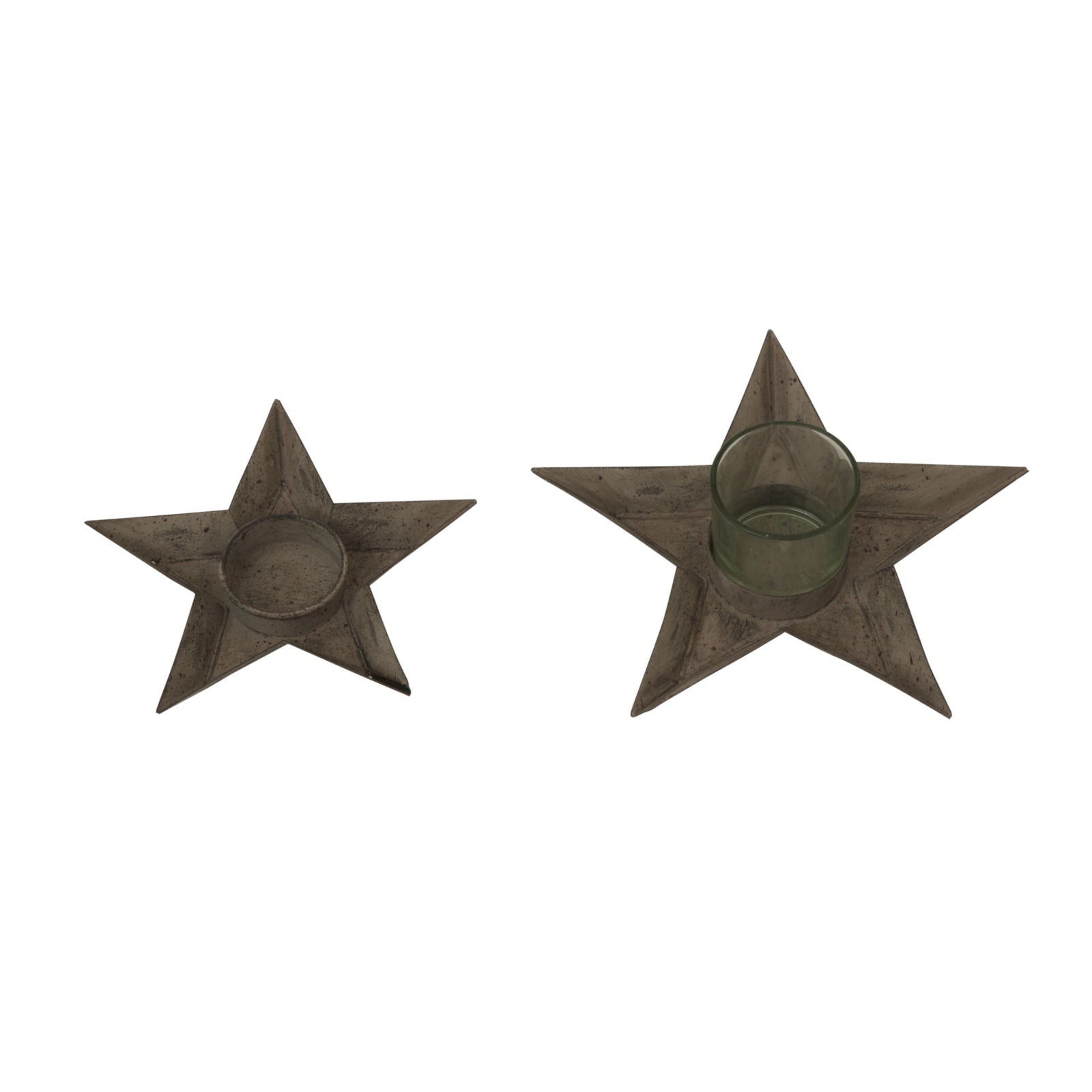 Rustic Metal Star Tealight With Glass Votive - Christmas Candles & Candle Accessories from the Quanta Home collection.