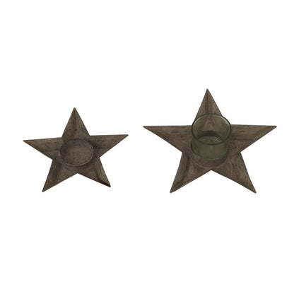 Rustic Metal Star Tealight With Glass Votive - Christmas Candles & Candle Accessories from the Quanta Home collection.