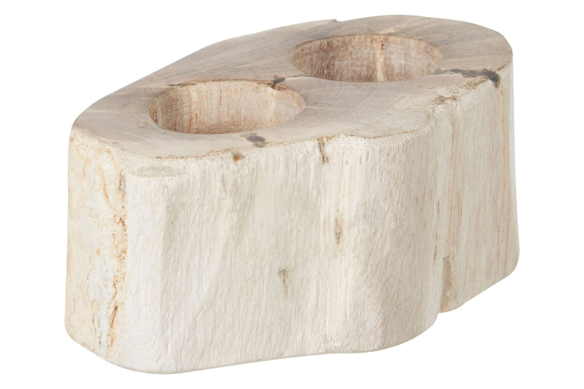 Artifact Petrified Wood Double Candle Holder