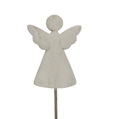 Whitewashed Rustic Angel On Stand - Christmas Room Decorations from the Quanta Home collection.