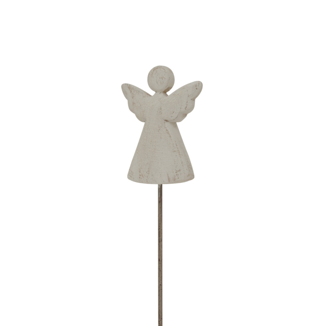 Whitewashed Rustic Angel On Stand - Christmas Room Decorations from the Quanta Home collection.