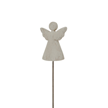 Whitewashed Rustic Angel On Stand - Christmas Room Decorations from the Quanta Home collection.