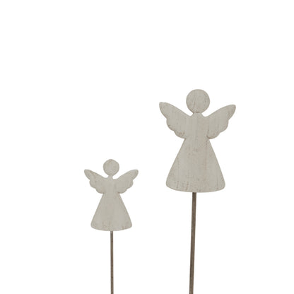 Whitewashed Rustic Angel On Stand - Christmas Room Decorations from the Quanta Home collection.