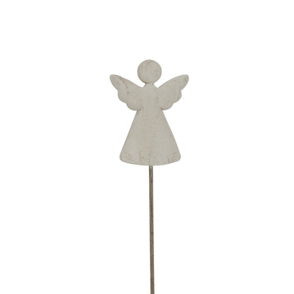 Whitewashed Rustic Angel On Stand - Christmas Room Decorations from the Quanta Home collection.