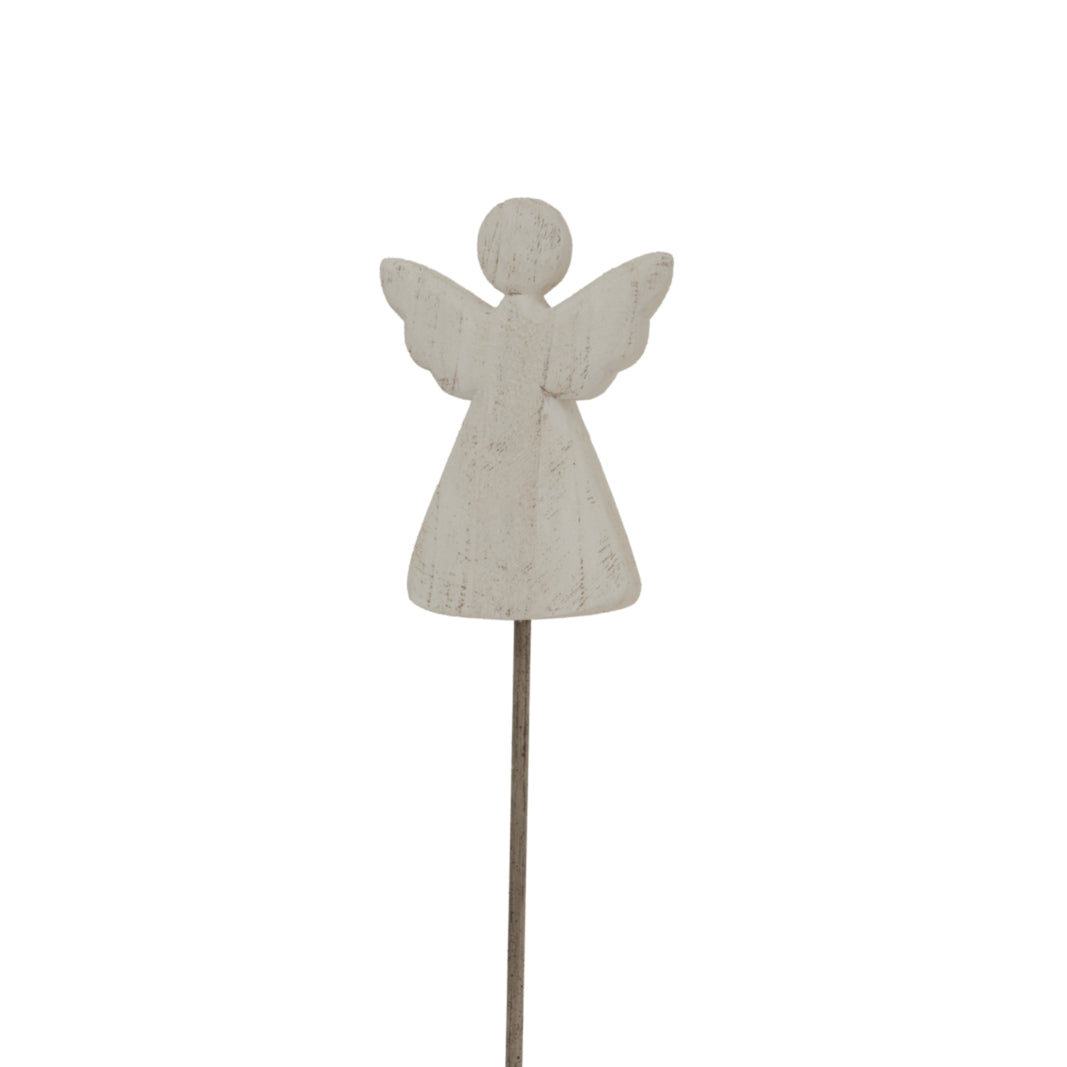 Large Whitewashed Rustic Angel On Stand - Christmas Room Decorations from the Quanta Home collection.
