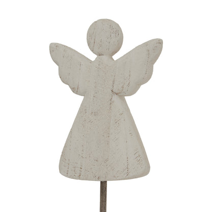 Large Whitewashed Rustic Angel On Stand - Christmas Room Decorations from the Quanta Home collection.