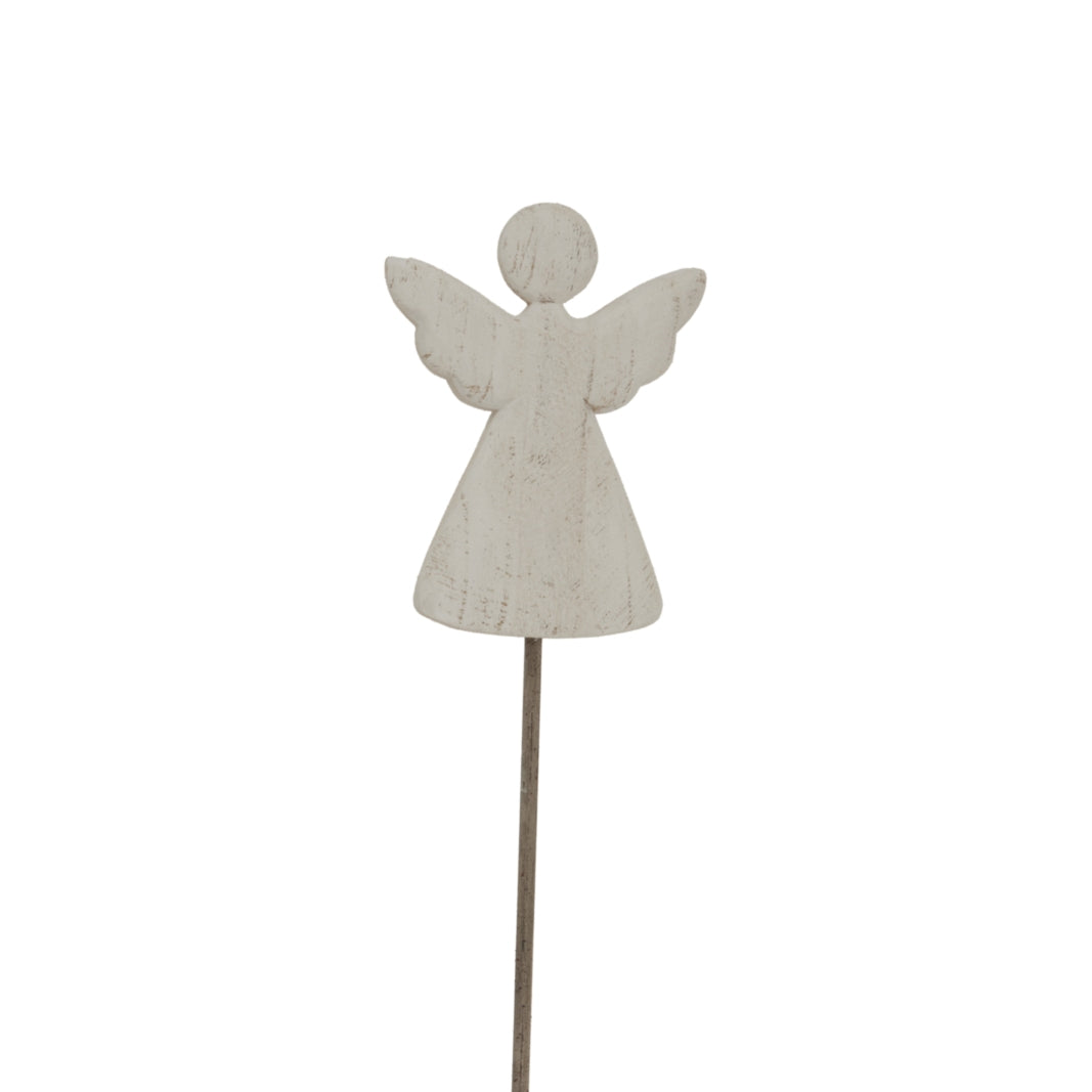 Large Whitewashed Rustic Angel On Stand - Christmas Room Decorations from the Quanta Home collection.