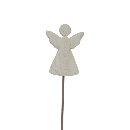 Large Whitewashed Rustic Angel On Stand - Christmas Room Decorations from the Quanta Home collection.