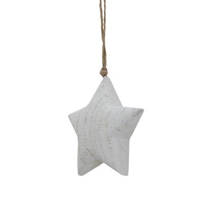 Whitewashed Rustic Hanging Star - Christmas Baubles from the Quanta Home collection.