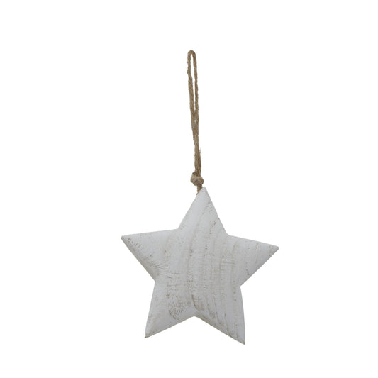 Whitewashed Rustic Hanging Star - Christmas Baubles from the Quanta Home collection.