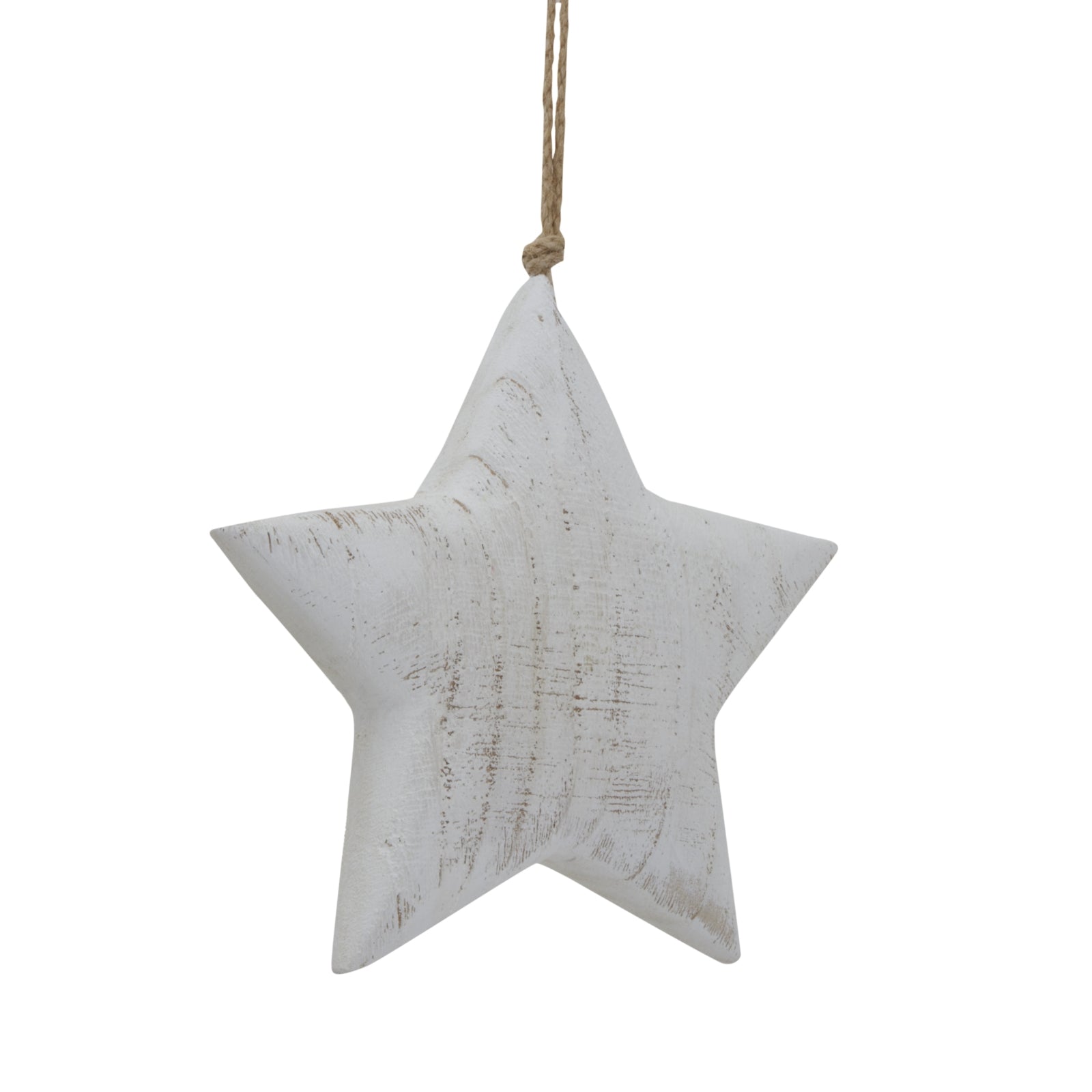 Large Whitewashed Rustic Hanging Star - Christmas Baubles from the Quanta Home collection.