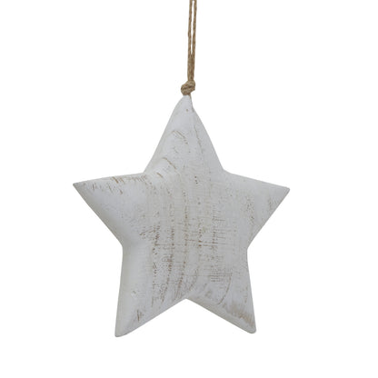 Large Whitewashed Rustic Hanging Star - Christmas Baubles from the Quanta Home collection.