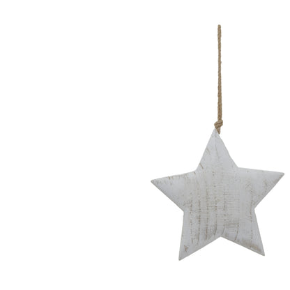Large Whitewashed Rustic Hanging Star - Christmas Baubles from the Quanta Home collection.