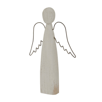 Whitewashed Rustic Standing Angel - Christmas Room Decorations from the Quanta Home collection.