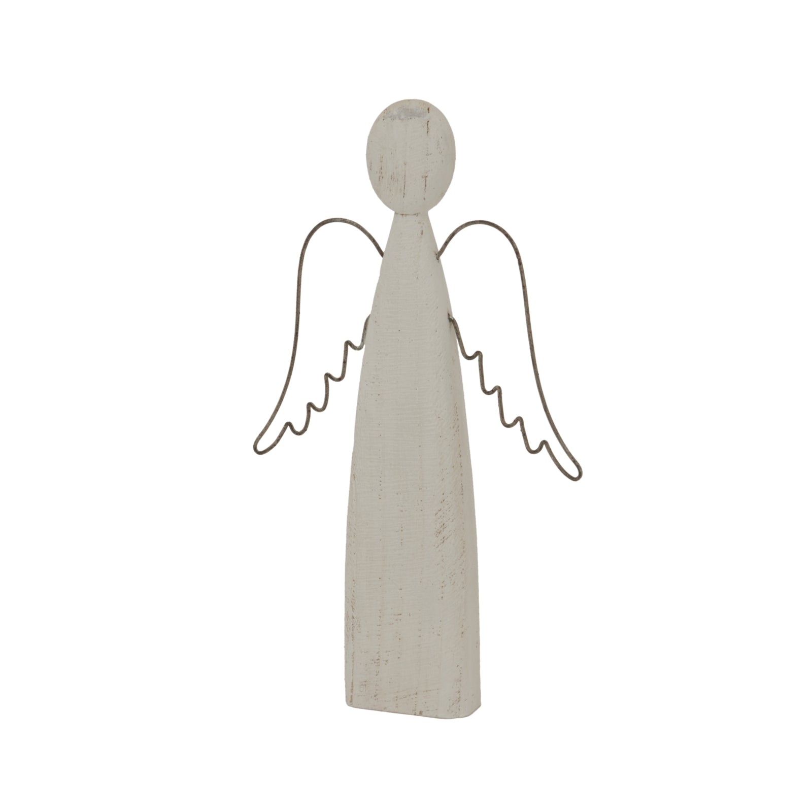 Large Whitewashed Rustic Standing Angel - Christmas Room Decorations from the Quanta Home collection.