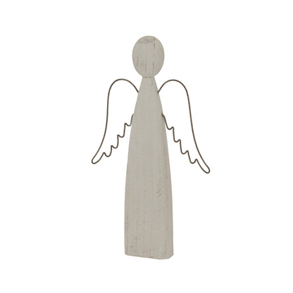 Large Whitewashed Rustic Standing Angel - Christmas Room Decorations from the Quanta Home collection.