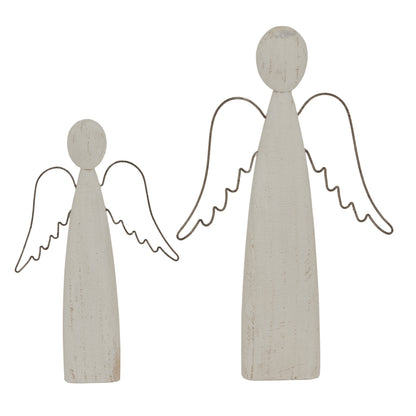 Large Whitewashed Rustic Standing Angel - Christmas Room Decorations from the Quanta Home collection.