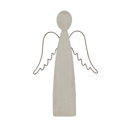 Large Whitewashed Rustic Standing Angel - Christmas Room Decorations from the Quanta Home collection.