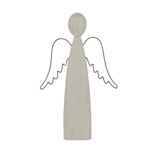 Large Whitewashed Rustic Standing Angel - Christmas Room Decorations from the Quanta Home collection.