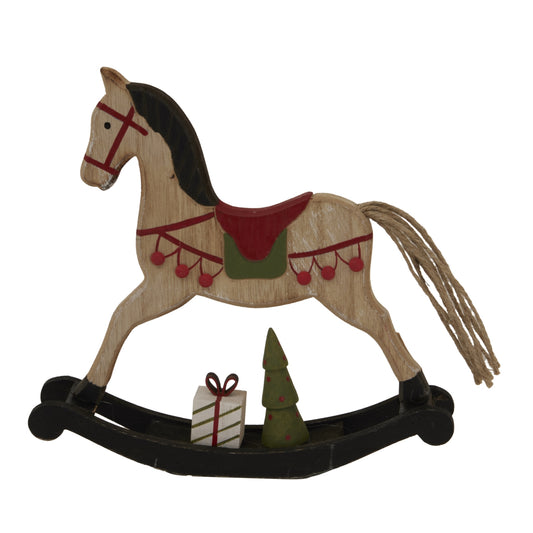 Rustic Decorated Rocking Horse - Christmas Room Decorations from the Quanta Home collection.