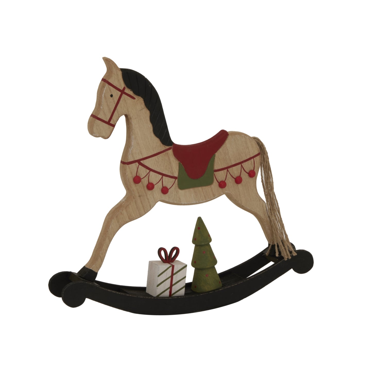Large Rustic Decorated Rocking Horse - Christmas Room Decorations from the Quanta Home collection.