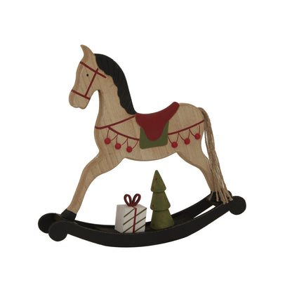Large Rustic Decorated Rocking Horse - Christmas Room Decorations from the Quanta Home collection.