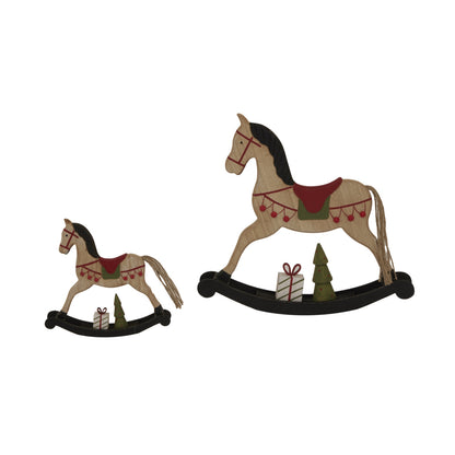 Large Rustic Decorated Rocking Horse - Christmas Room Decorations from the Quanta Home collection.