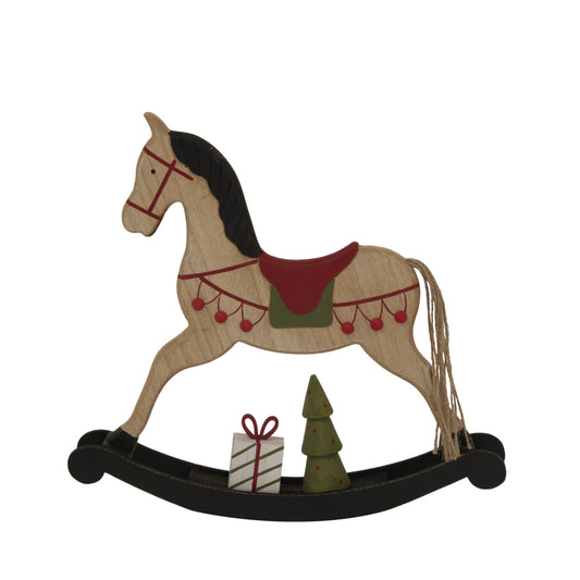Large Rustic Decorated Rocking Horse - Christmas Room Decorations from the Quanta Home collection.