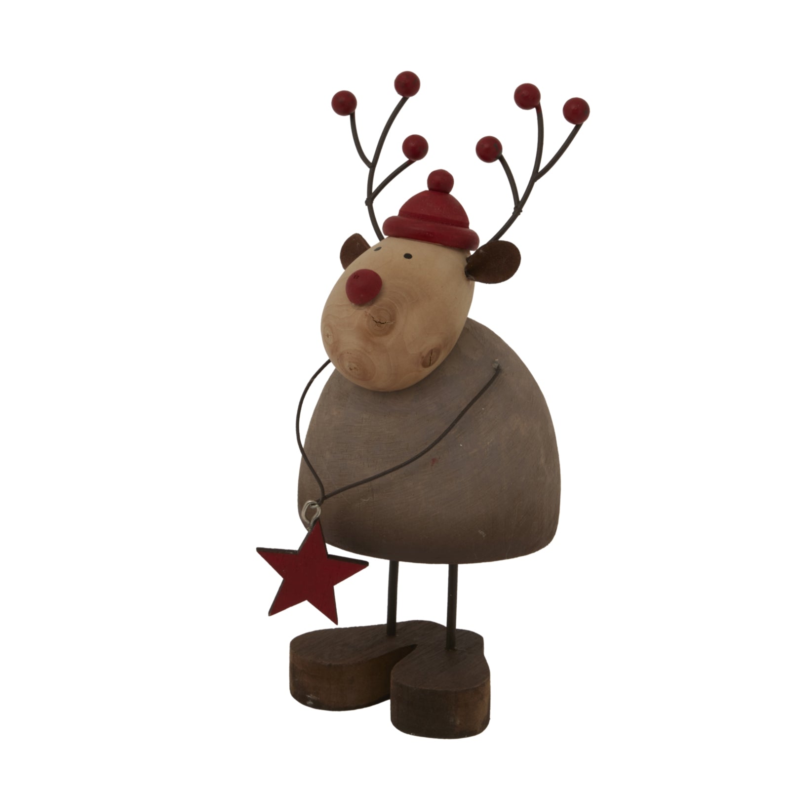 Large Rustic Reindeer With Star Decoration - Christmas Room Decorations from the Quanta Home collection.