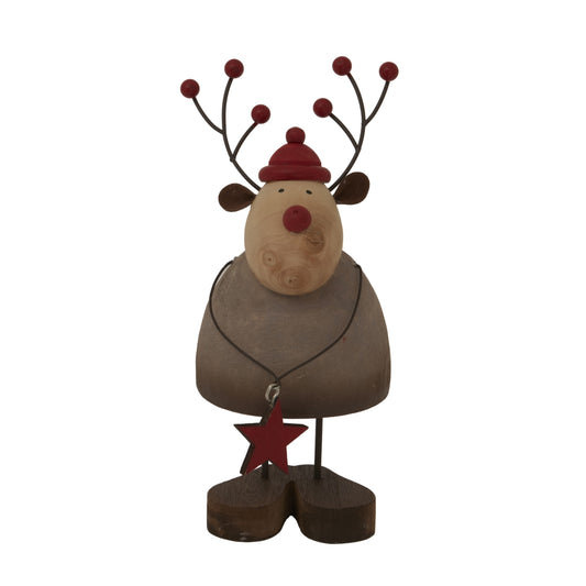 Large Rustic Reindeer With Star Decoration - Christmas Room Decorations from the Quanta Home collection.