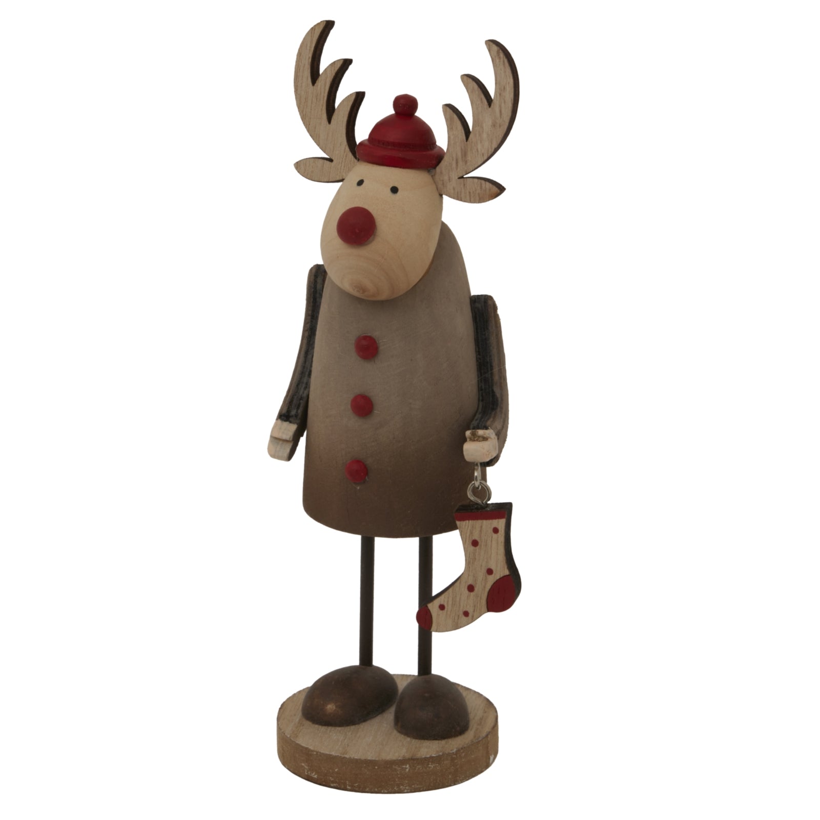 Rustic Rudolf With Stocking Decoration - Christmas Room Decorations from the Quanta Home collection.