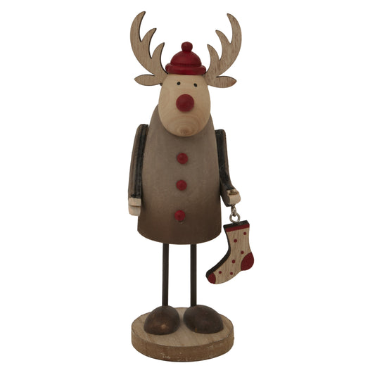 Rustic Rudolf With Stocking Decoration - Christmas Room Decorations from the Quanta Home collection.