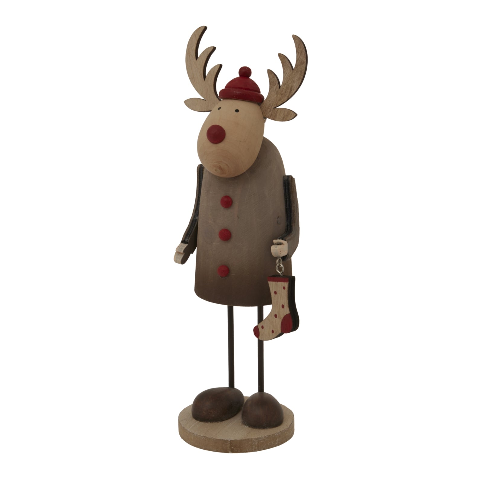 Large Rustic Rudolf With Stocking Decoration - Christmas Room Decorations from the Quanta Home collection.