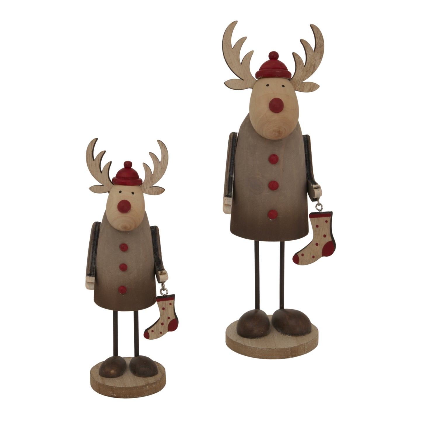 Large Rustic Rudolf With Stocking Decoration - Christmas Room Decorations from the Quanta Home collection.