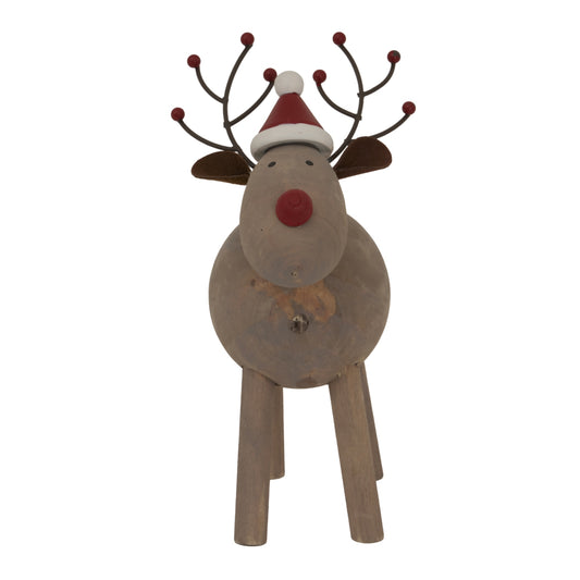 Large Rustic Rudolf With Hat - Christmas Room Decorations from the Quanta Home collection.