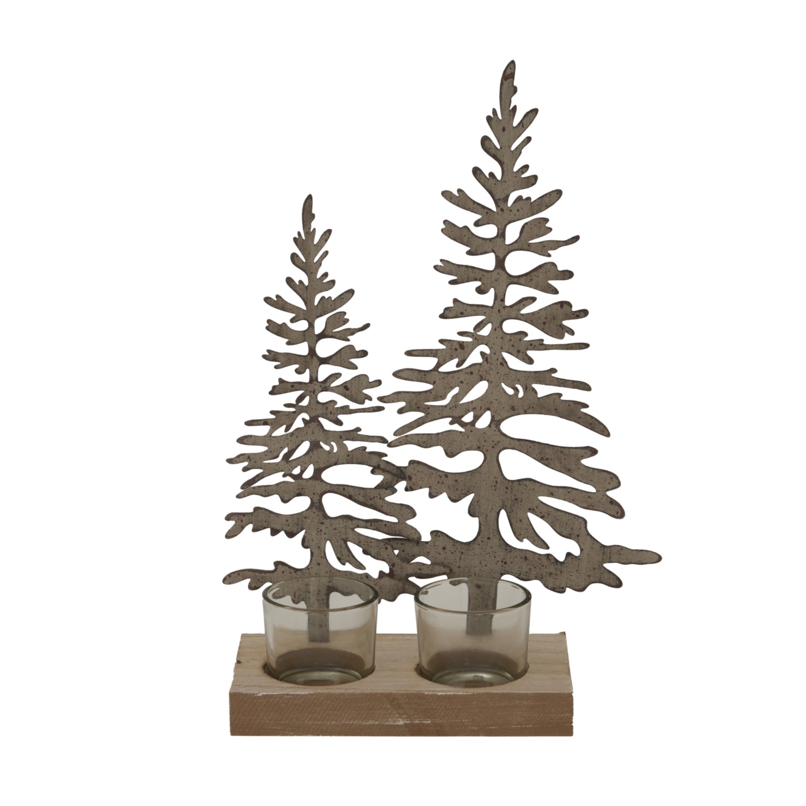 Rustic Double Silhouette Trees On Stand - Christmas Room Decorations from the Quanta Home collection.