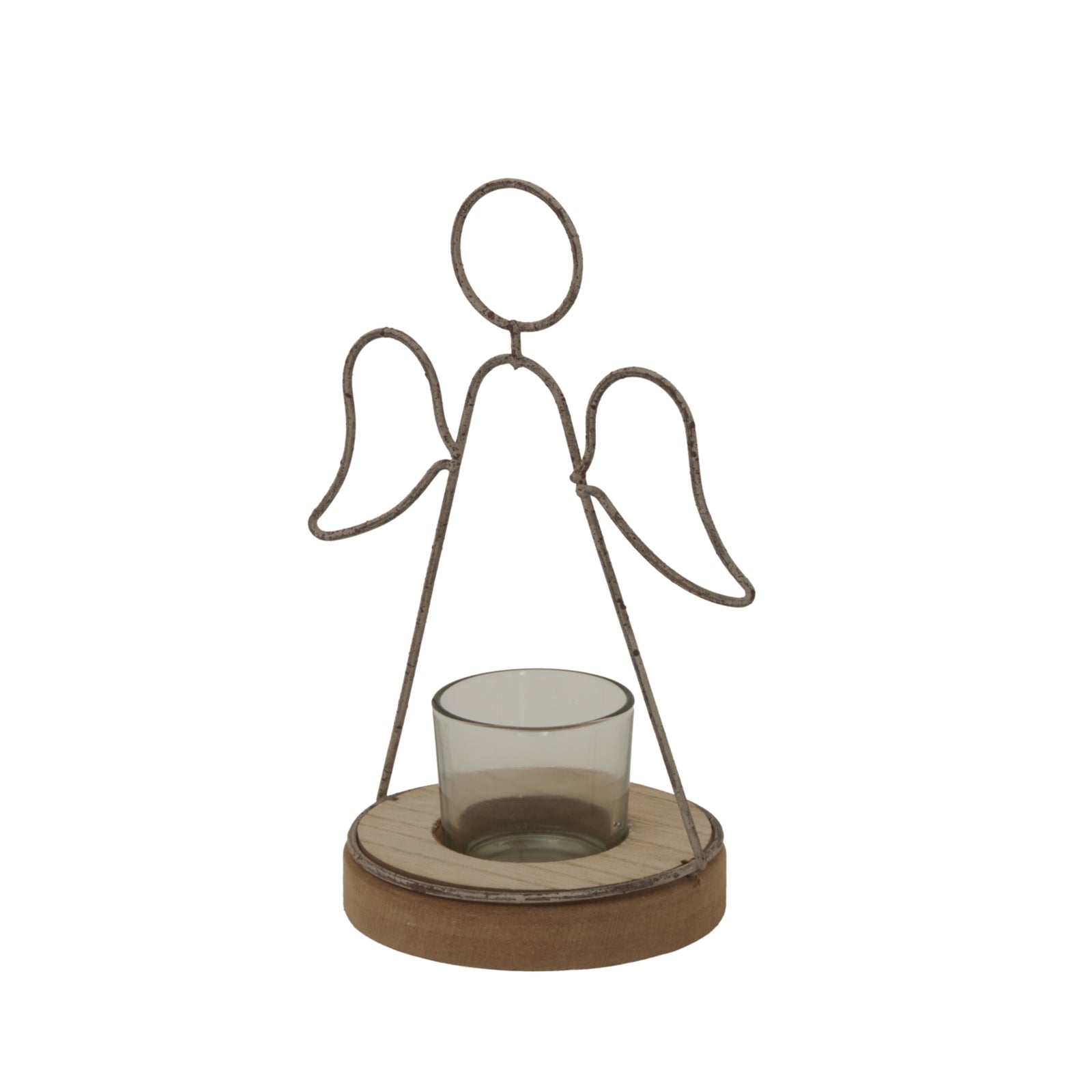 Rustic Outline Angel Tealight On Stand With Glass Votive - Christmas Candles & Candle Accessories from the Quanta Home collection.