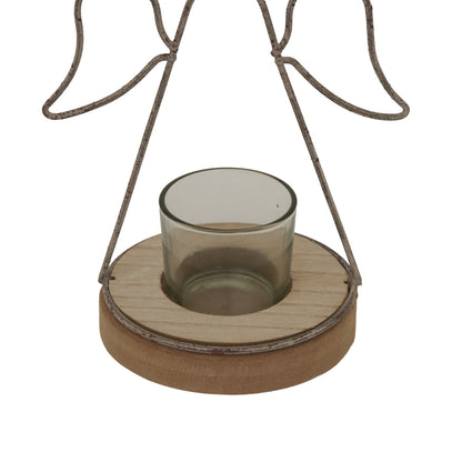 Rustic Outline Angel Tealight On Stand With Glass Votive - Christmas Candles & Candle Accessories from the Quanta Home collection.