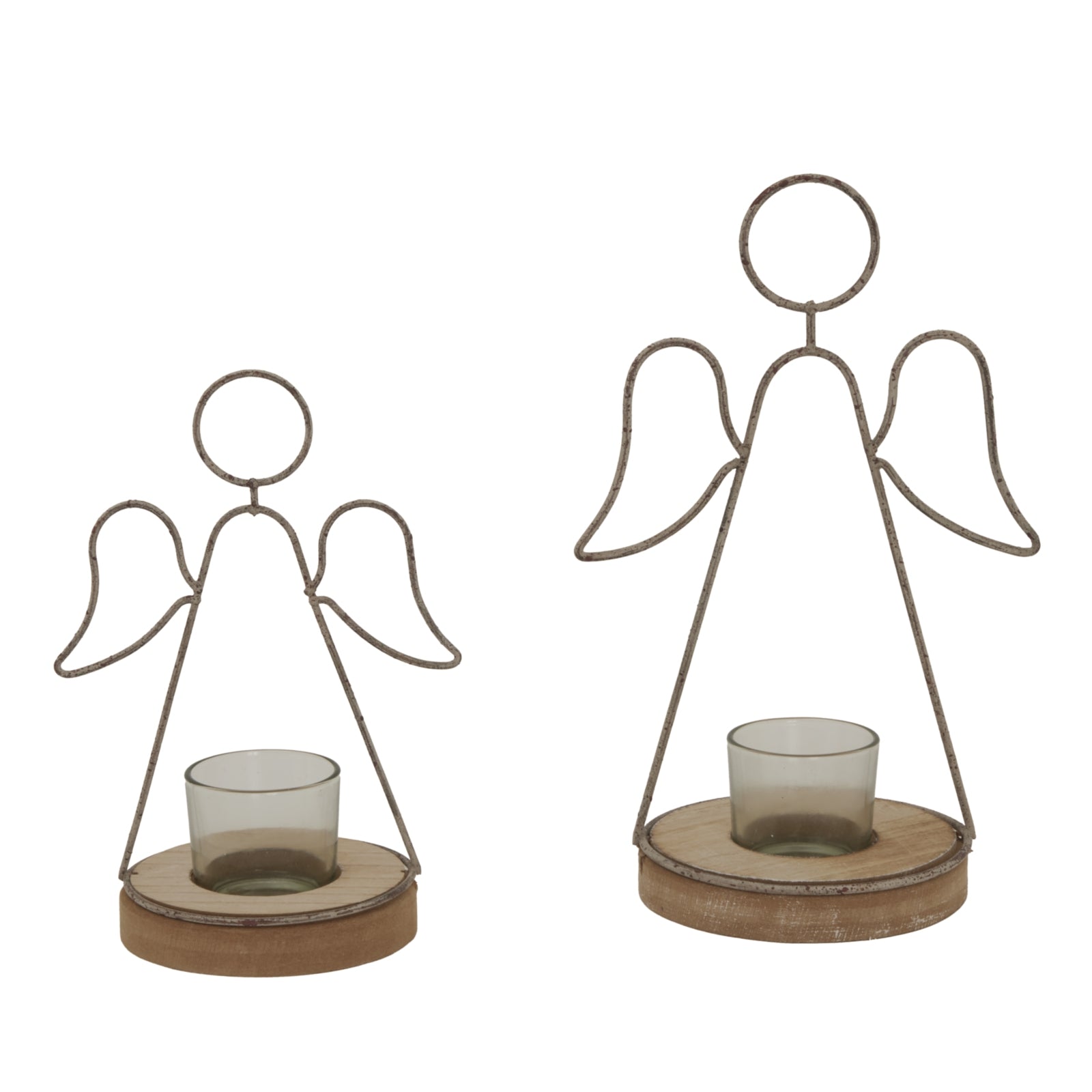 Rustic Outline Angel Tealight On Stand With Glass Votive - Christmas Candles & Candle Accessories from the Quanta Home collection.