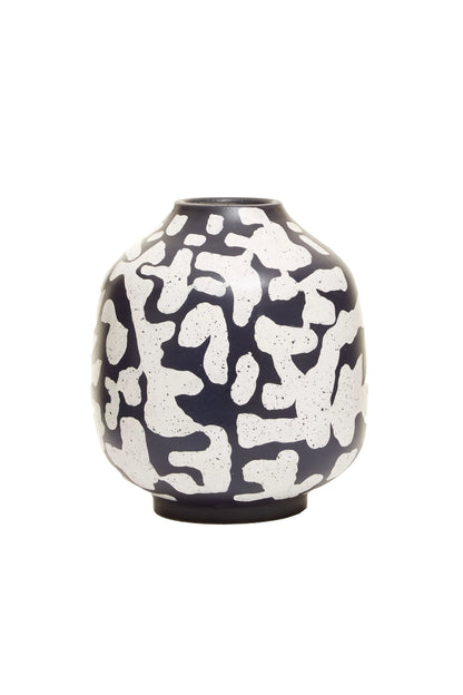 Boreal Naby Blue and White Speckled Earthenware Vase