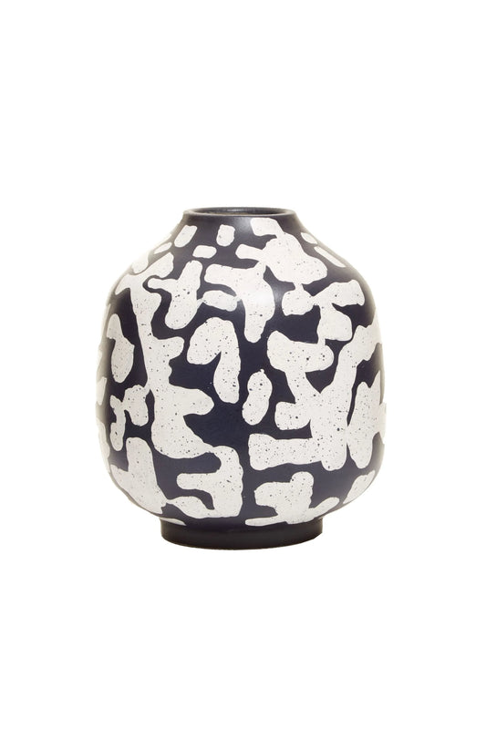 Boreal Naby Blue and White Speckled Earthenware Vase