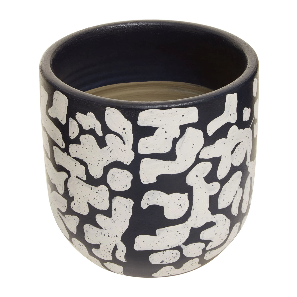 Boreal Navy Blue and White Speckled Earthenware Planter