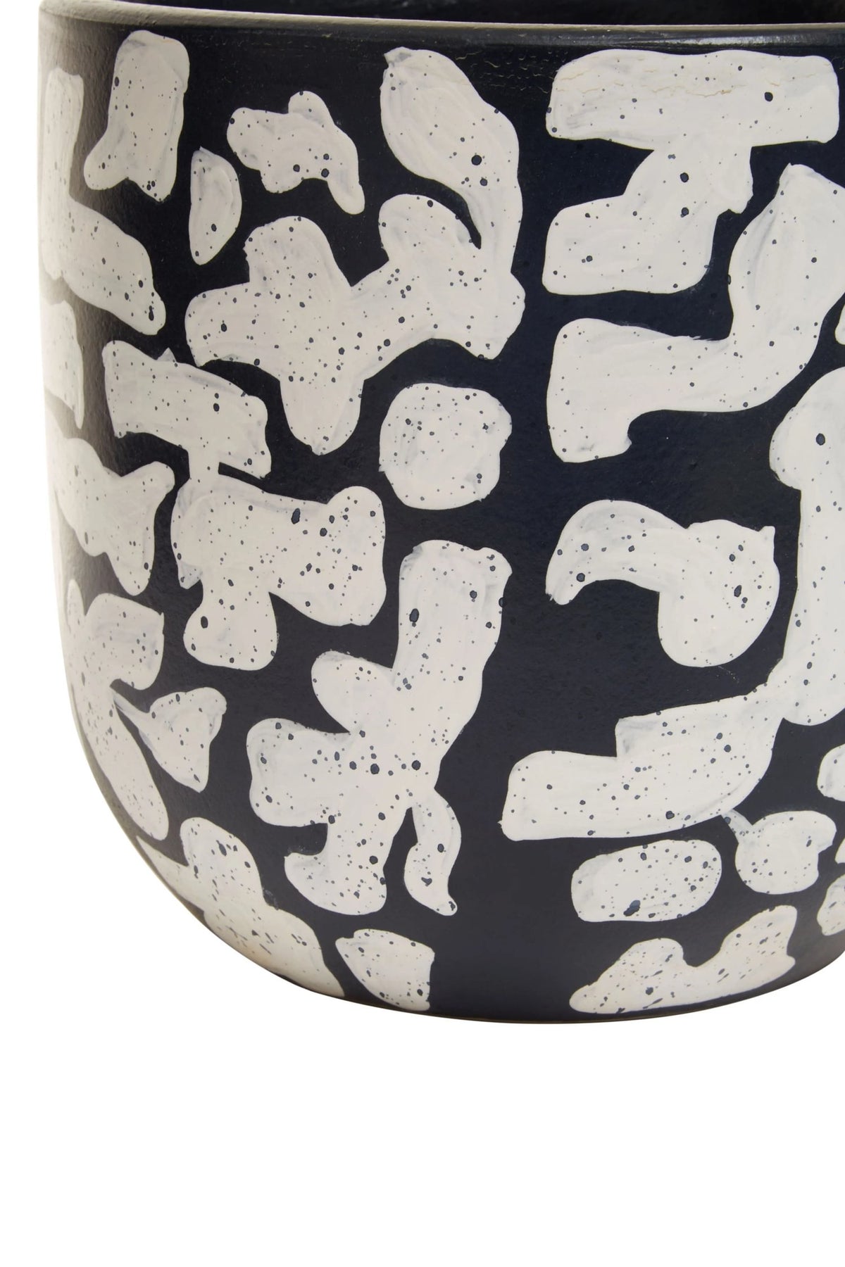Boreal Navy Blue and White Speckled Earthenware Planter