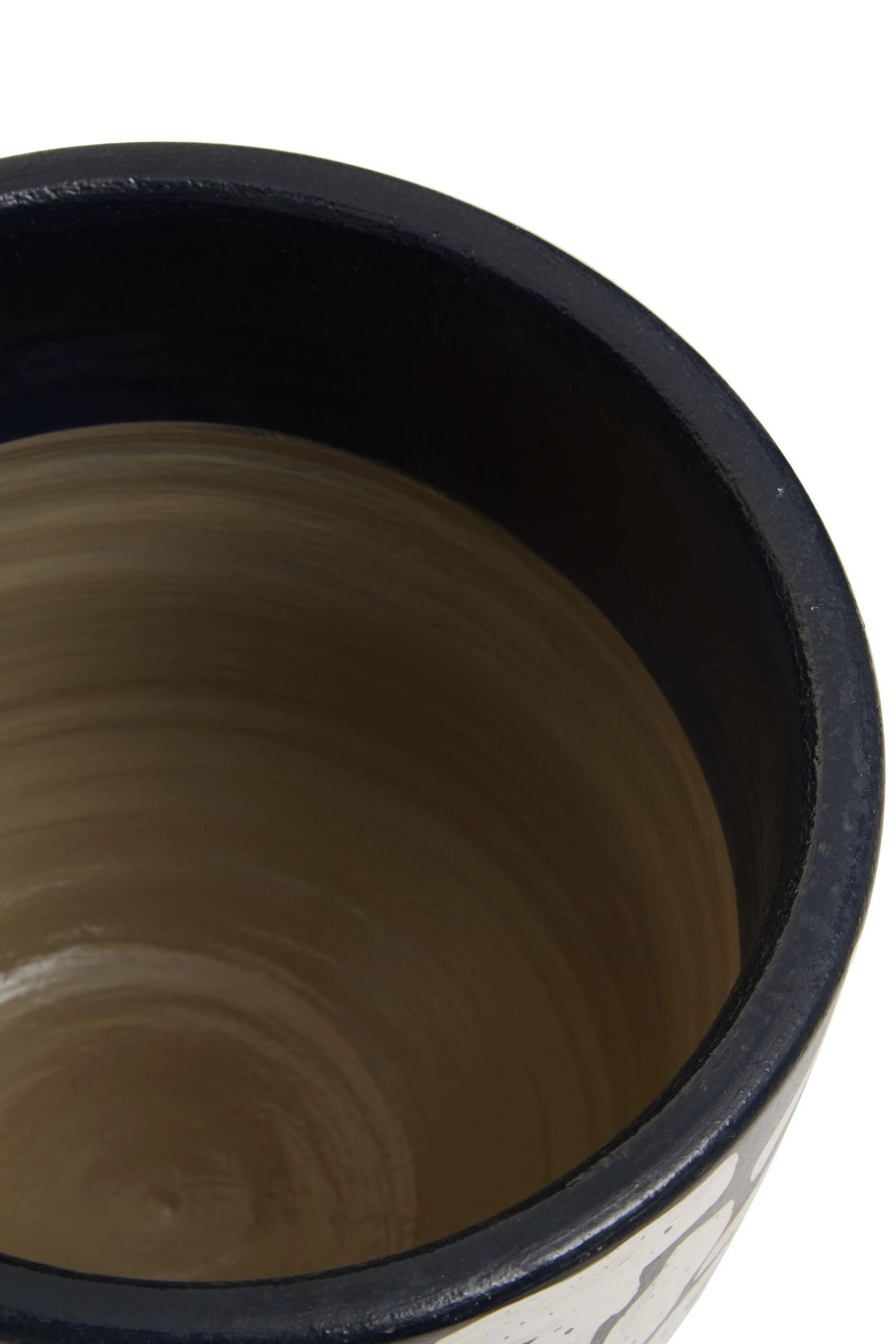 Boreal Navy Blue and White Speckled Earthenware Planter
