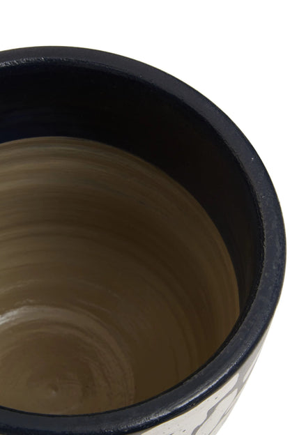 Boreal Navy Blue and White Speckled Earthenware Planter