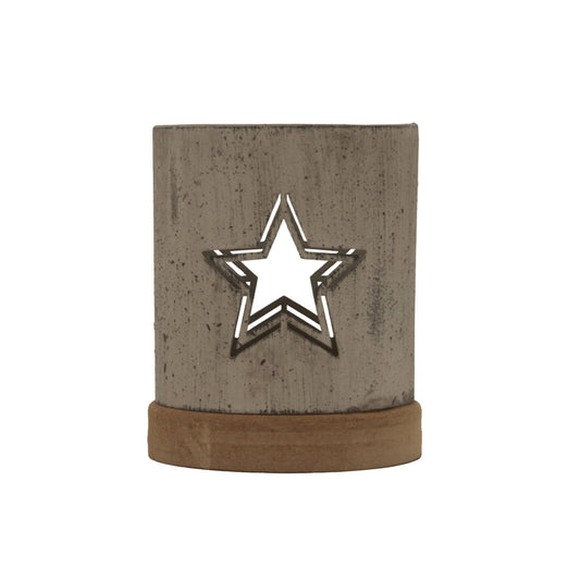Rustic Metal Star Candle Holder On Wood Stand - Christmas Candles & Candle Accessories from the Quanta Home collection.