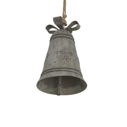 Rustic Metal Hanging Bell With Bow - Christmas Baubles from the Quanta Home collection.